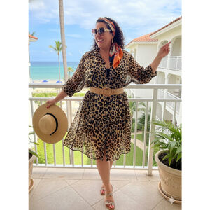 Torrid Leopard Print Button Down Shirt Tunic Blouse Plus Size 3 3X Animal Print